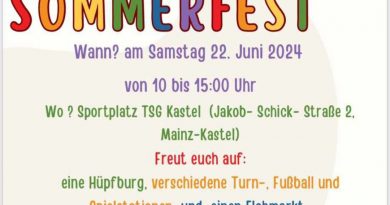 TSG Kinder Sommerfest mit Flohmarkt – Samstag, 22. Juni – 10 bis 15:00 Uhr